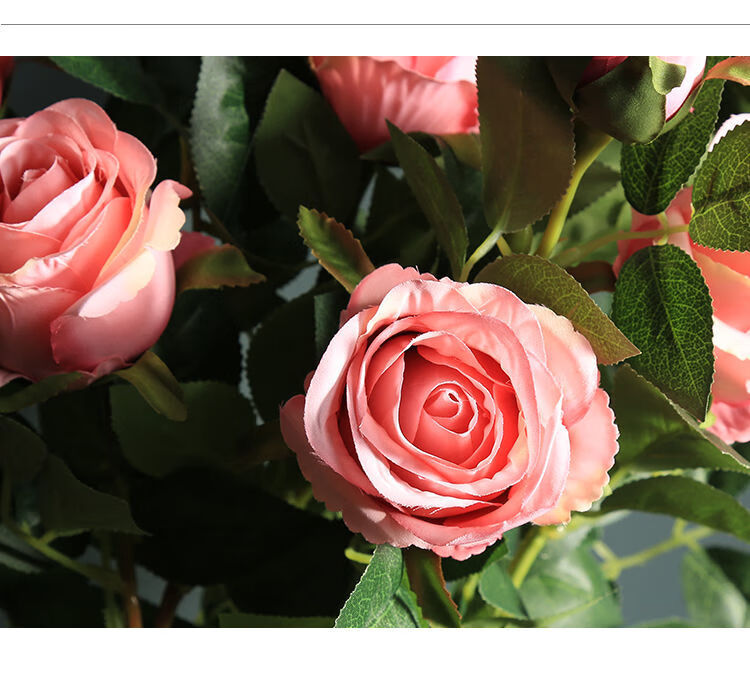 精选绿植保加利亚玫瑰花束美式仿真花假花人造花单支客厅摆件花卉绢花