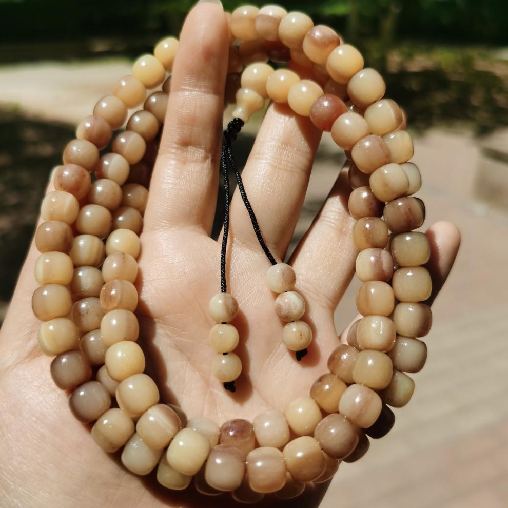 似卿老料血色骆驼骨108佛珠男女士多圈盘手串项链桶珠 精选血料8*8mm