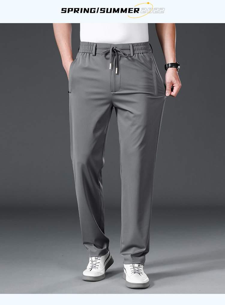 老爷车轻奢品牌男装休闲裤子男士夏季新款高端冰丝薄款直筒中青年宽松