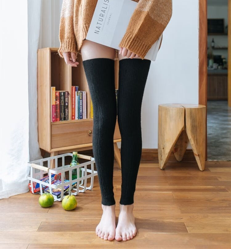 俞兆林长袜子女秋冬羊毛护膝袜加厚护腿袜套过膝袜保暖瑜伽跳舞堆堆袜