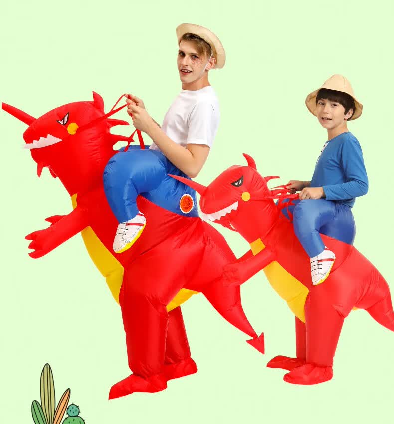 演出服亲子表演服装卡通动物衣服浅蓝色三角龙115cmxs码适合80cm115cm