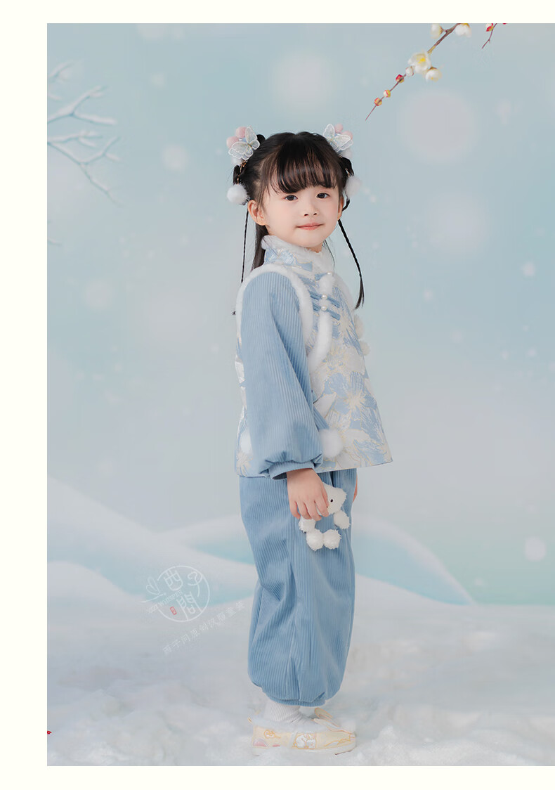 西子问汉服女童冬装拜年服女宝民族服装儿童周岁礼服裤