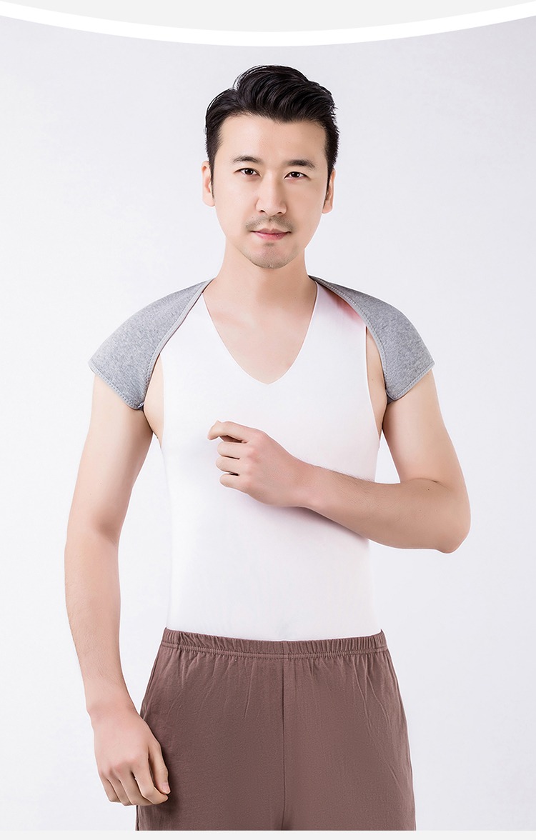 恒源祥男士无袖护肩颈夏季颈部防寒房保暖护脖肩膀坎肩加绒内穿灰色四
