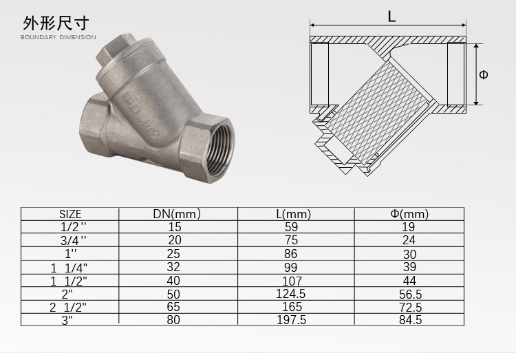 304不鏽鋼內螺紋絲口過濾器高溫蒸汽管道y型過濾器配件4分6分1寸25寸