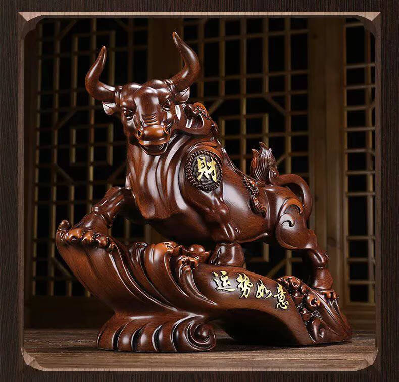 牛摆件家用客厅家居装饰品老板办公室桌领导乔迁新居开业礼物 财势