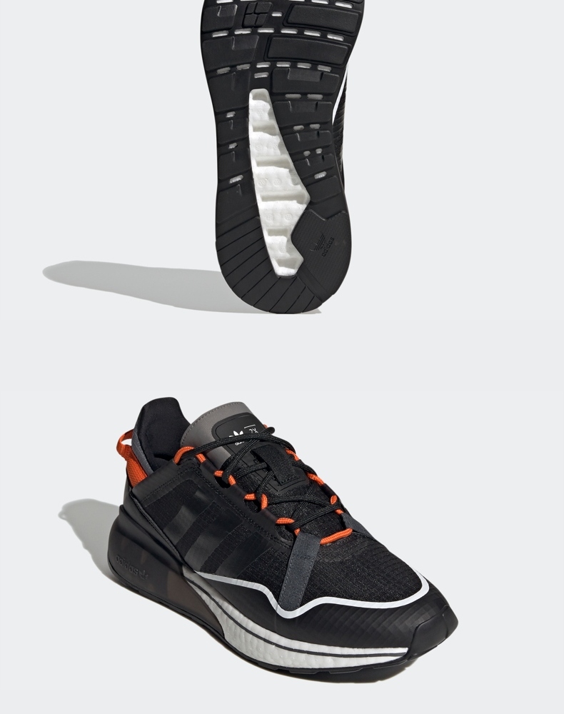 adidas阿迪达斯官网三叶草zx2kboostpure男女休闲跑步鞋h06569黑橙色