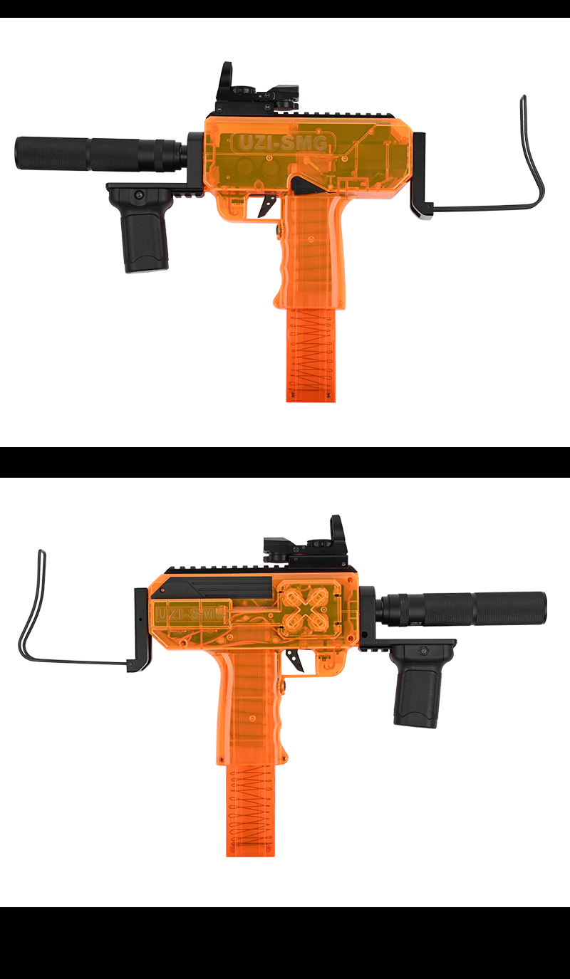 安格里乌兹玩具枪uzi改装配件乌兹软弹枪竞技版上旋管折叠托原装弹夹