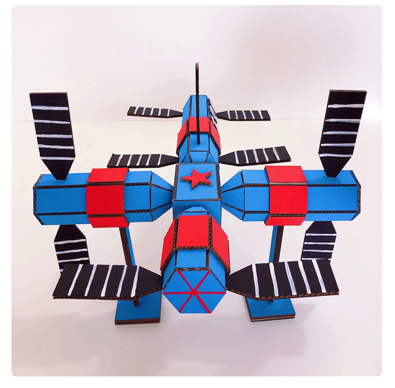 国庆节手工火箭 纸箱纸板diy航空航天火箭模型制作材料变废为宝作业