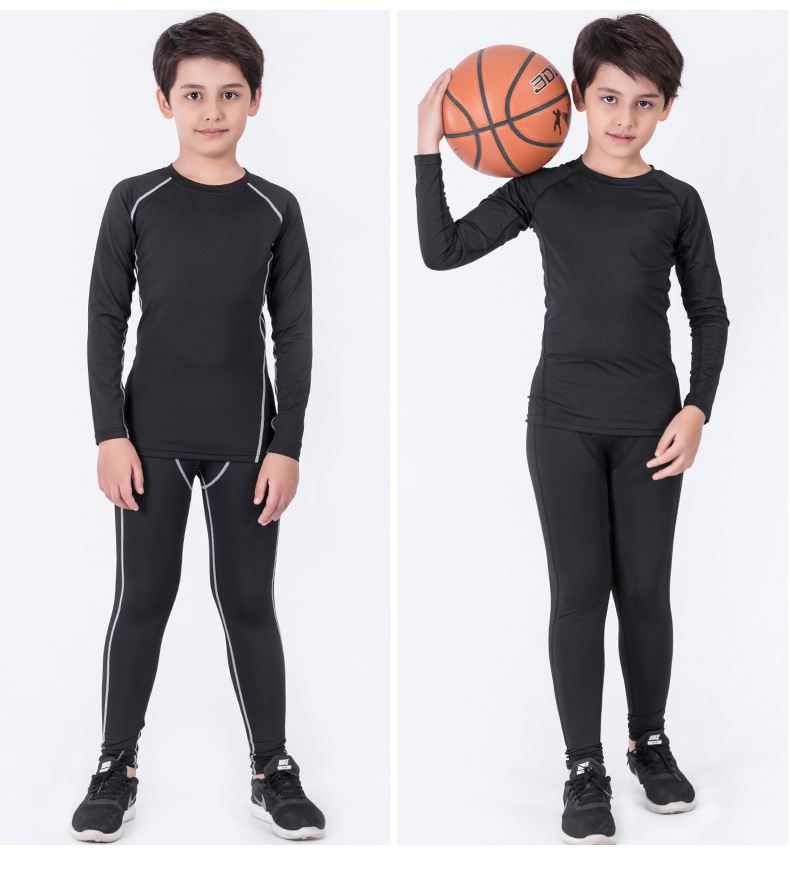 纽凯乐(niukaile)pro儿童运动套装健身衣男孩紧身衣训练跑步篮球长