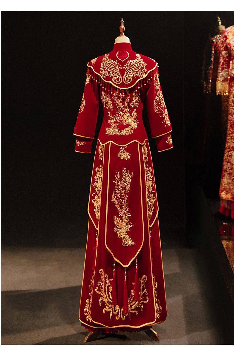 秀禾服新娘2021新款敬酒服红色礼服女婚纱冬季龙凤褂显瘦中秋千坠21款