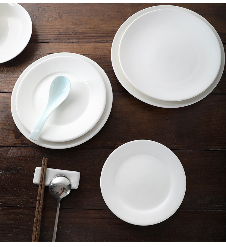盘子陶瓷盘家用凉配菜盘纯白西餐牛排餐盘酒店餐厅平盘圆盘子高档创意