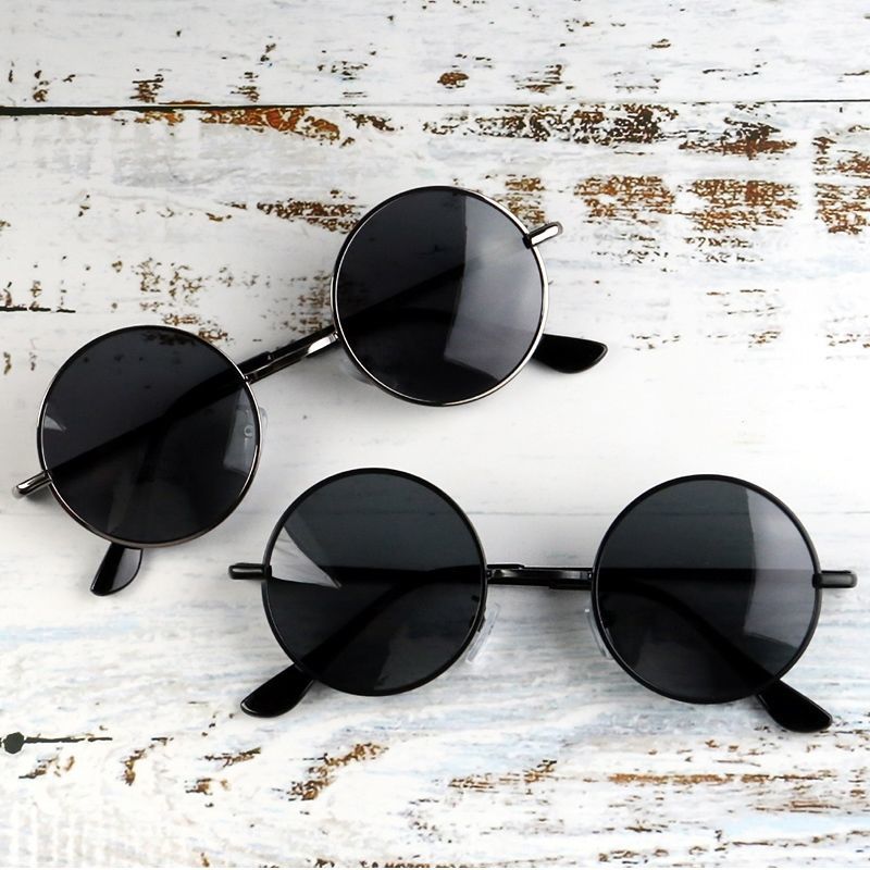 阖萱盲人眼镜开车专用眼镜复古圆框太阳镜男搞怪墨镜圆形潮生日太子镜