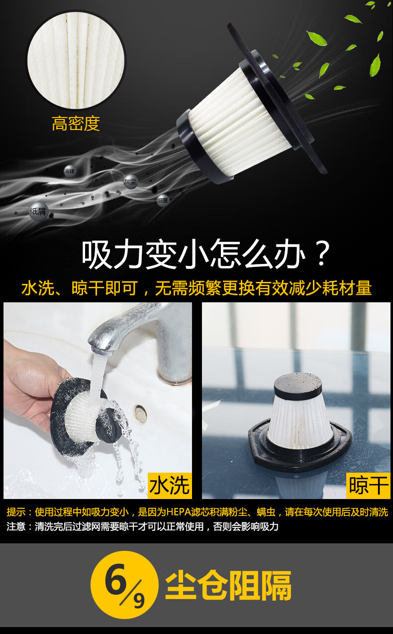 康赟【精选百货】车载吸尘器汽车吸尘器吸尘器干湿大功率吸力5米小型迷你车内强吸力大功率干湿 5米12V100W汽车用橙色吸尘器详情图片11