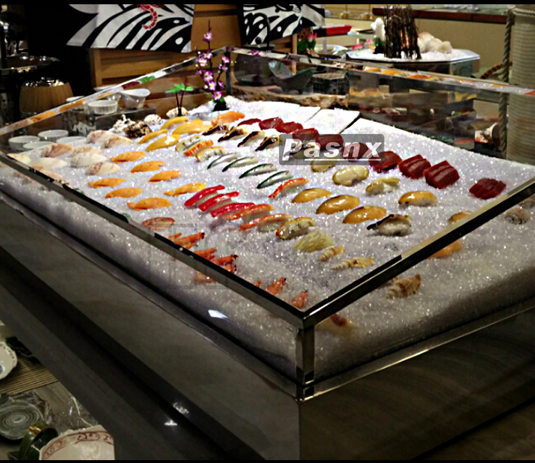 刺身盘不锈钢自助餐海鲜饮料冰槽展示台酒店三文鱼鱼生刺身盘冰盘大