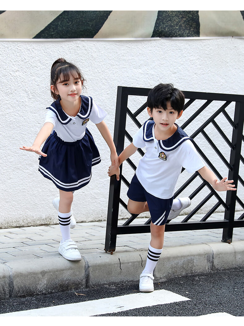 幼儿园园服夏装儿童英伦风夏季短袖班服毕业照服装小学生校服套装海军