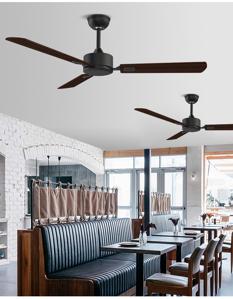 京选优品奥克斯吊扇餐厅客厅饭馆简约家用五叶大风力工业原木色无灯电