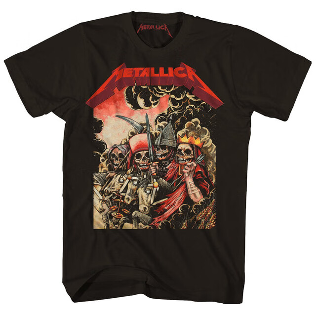 metallica摇滚乐队重金属复古经典短袖t恤夏季朋克圆领上衣服男女 4 s