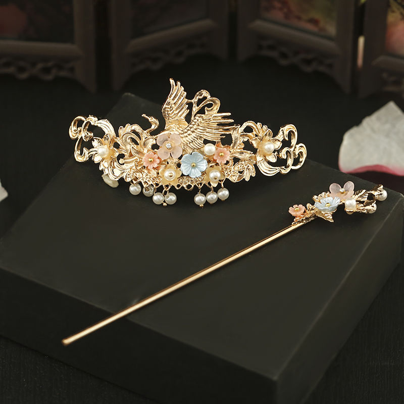 簪钗冠古风发饰簪子汉元素束发发簪发冠表演拍照古装配饰单个发簪金色