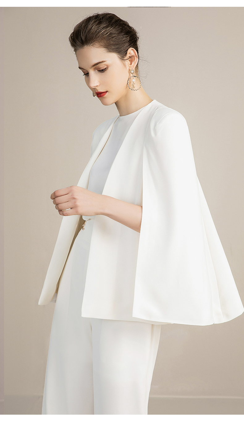 西装套装女秋高端总裁主持职业正装设计感小西服 披风 背心 阔腿裤