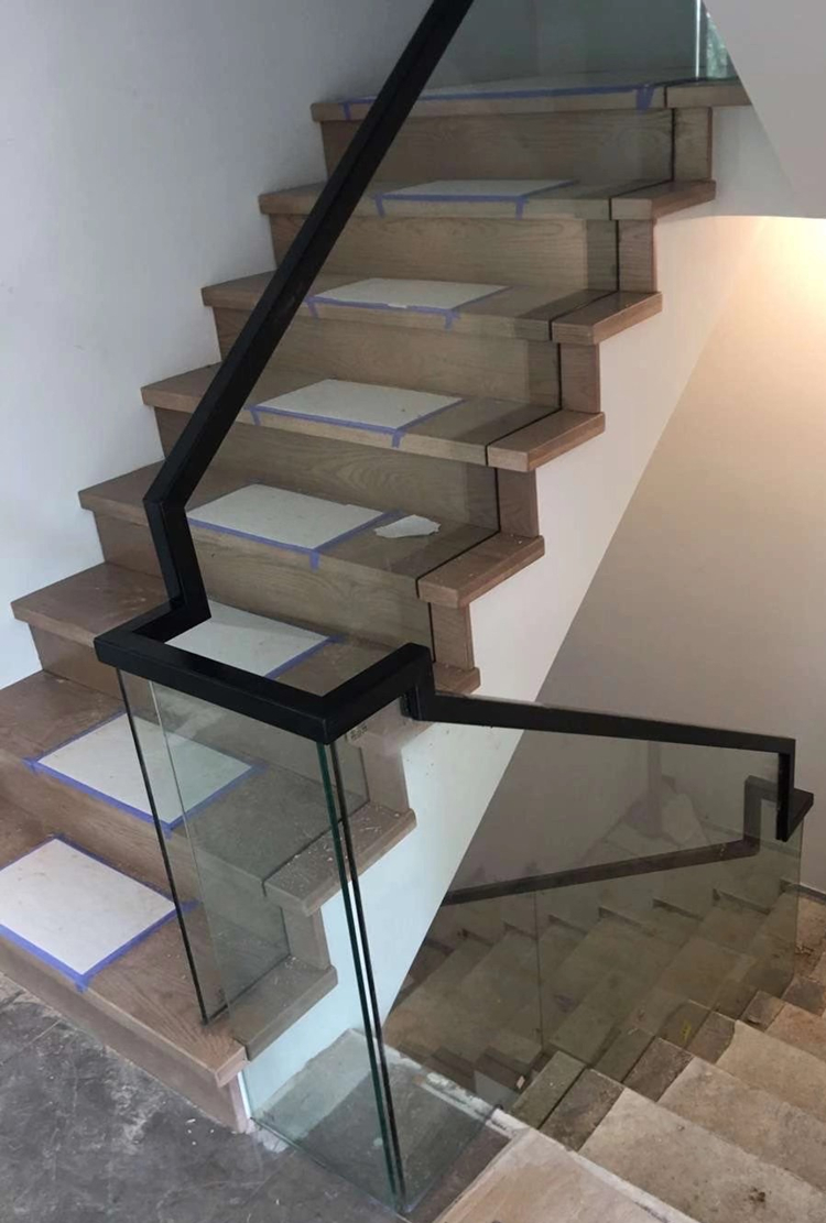 楼梯扶手钢化玻璃扶手楼梯钢槽现代家用室内栏杆超白实木长虹阳台护栏