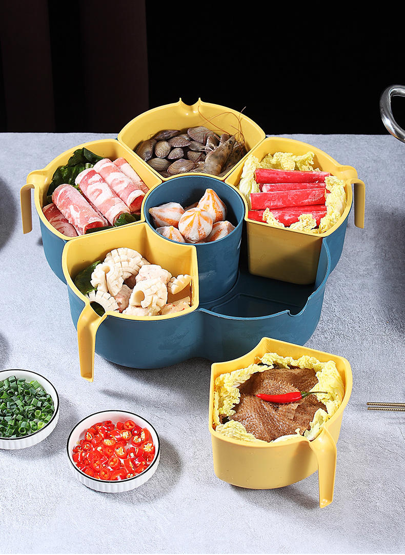 多功能火锅菜盘火锅盘盘子配菜盘家用沥水拼盘创意食材蔬菜餐具