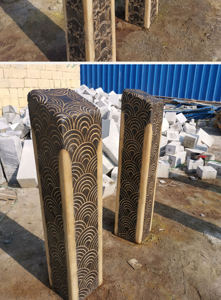 石雕青石祥云柱拴马桩汉白玉祥云柱子石柱墩现代中式庭院雕塑摆件高80