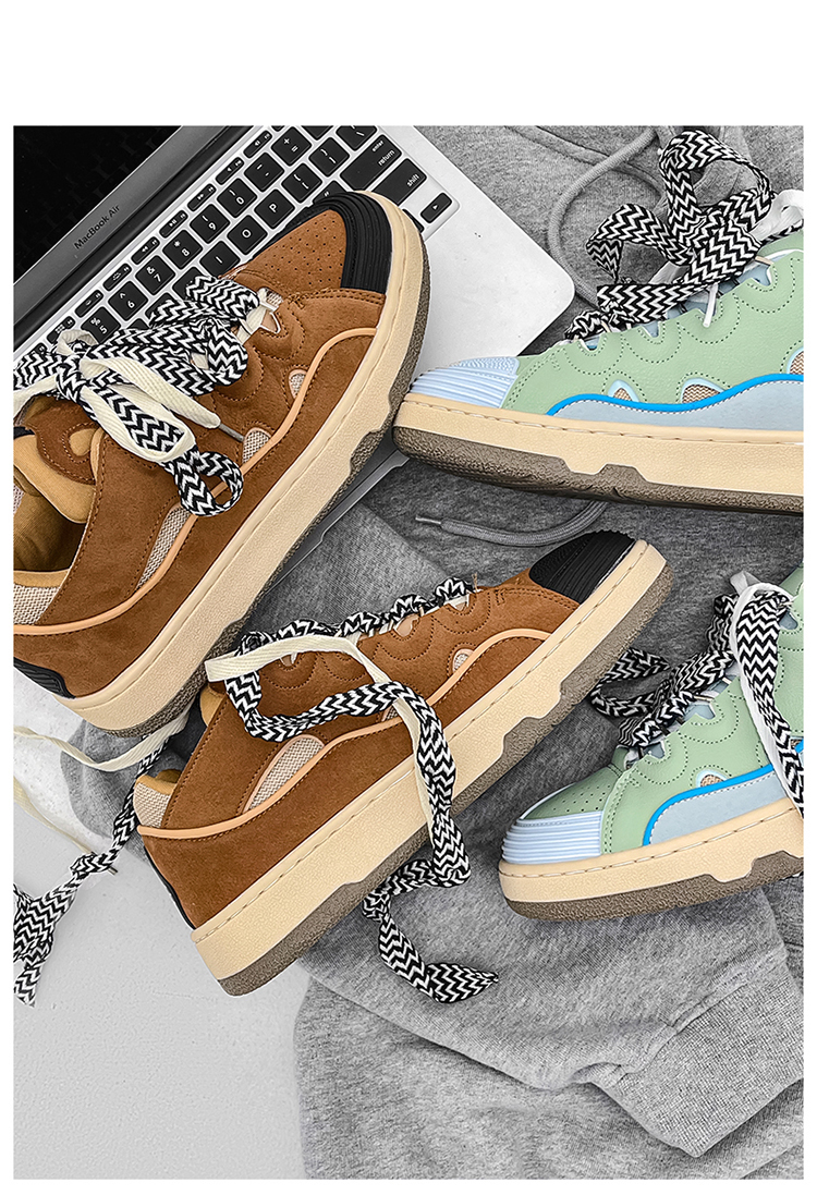 aj男鞋奢品复古板鞋男2022春秋百搭面包鞋男潮流日系丑萌大头休闲港风