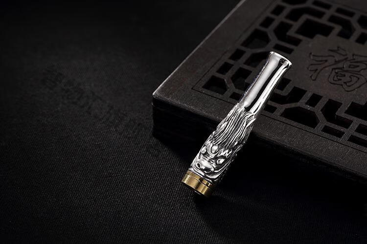 65轻奢高端60 纯银烟嘴过滤器纯银925复古做旧泰银哑光兽个性独特