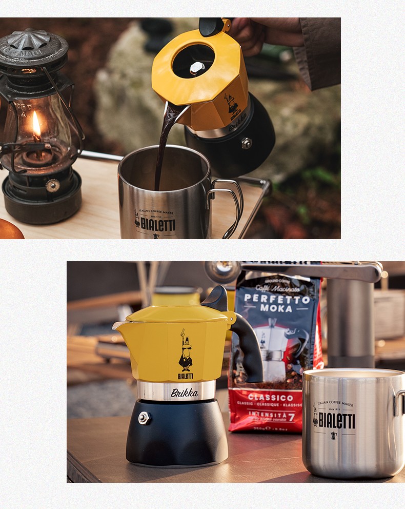 比乐蒂bialetti摩卡壶意式手冲咖啡壶黄色双阀高压特浓户外煮滴滤