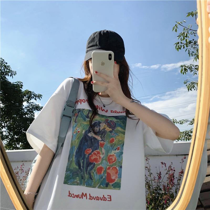 夏季韩版ins宽松慵懒白色短袖t恤女原宿风学生显瘦百搭上衣潮 白色 s