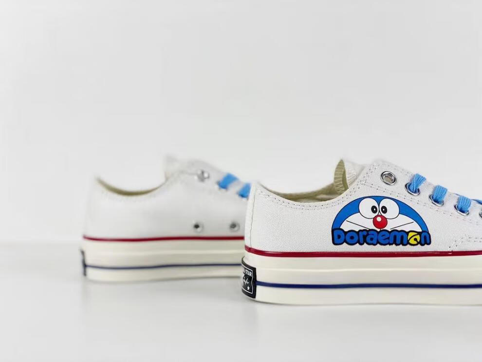 联名夏季哆啦a梦联名1970s低帮帆布鞋男女款情侣学生校园百搭小白鞋子