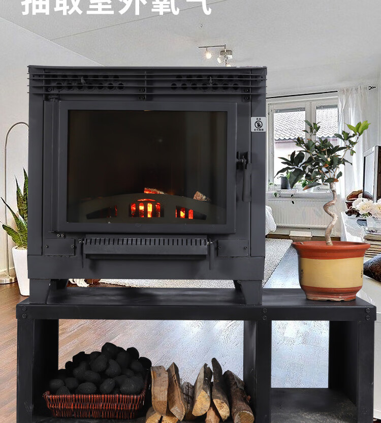 燃木壁炉 真火燃木壁炉家用燃煤两用新款欧式取暖器别墅农村嵌入式