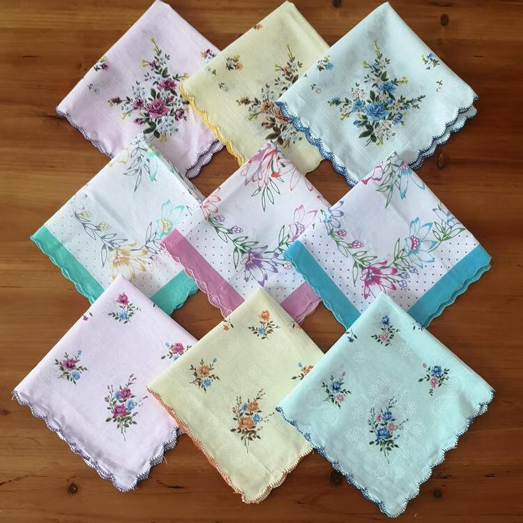 uhfq手绢手帕老式经典怀旧小方巾小盖布老年人女奶奶复古洗脸帕 莲花3