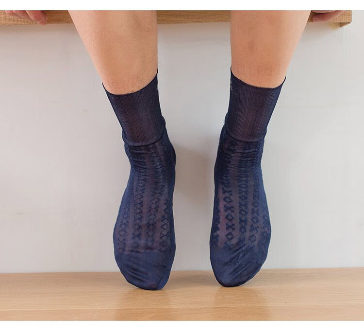 老年宽松男袜松口袜子薄棉袜锦纶丝袜男士中筒丝袜夏季老式老年松口