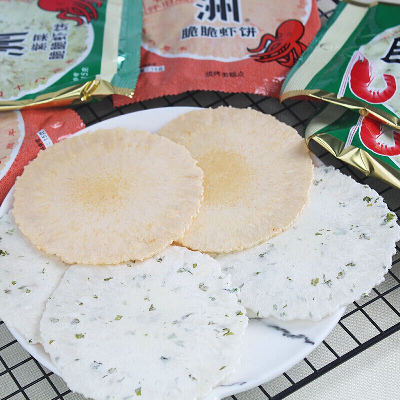 四洲脆脆虾饼15gx40包鲜虾紫菜味儿童8090后怀旧小吃脆片食原味15g40