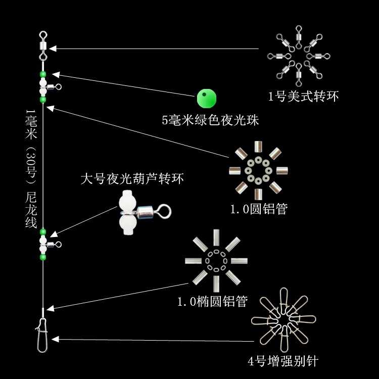 夜光葫芦转环钓组串钩海钓沉船拉流船钓支架渔具配件带鱼鲈鱼线组 5组