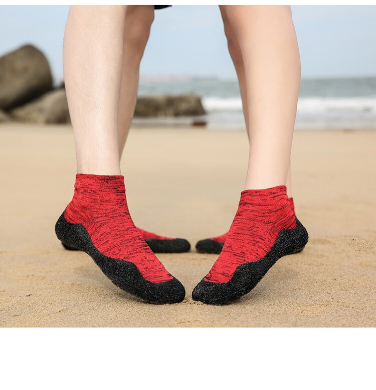 新品便携软底情侣沙滩袜糠防滑防割涉水游泳赤足贴肤潜水浮潜袜夏黑