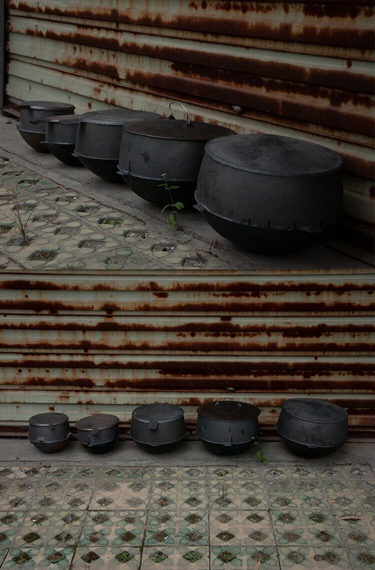 铸铁鼎锅传统老式铸铁鼎锅生铁顶锅特厚老铁吊锅铁锅鸡煮饭鼎罐炖肉