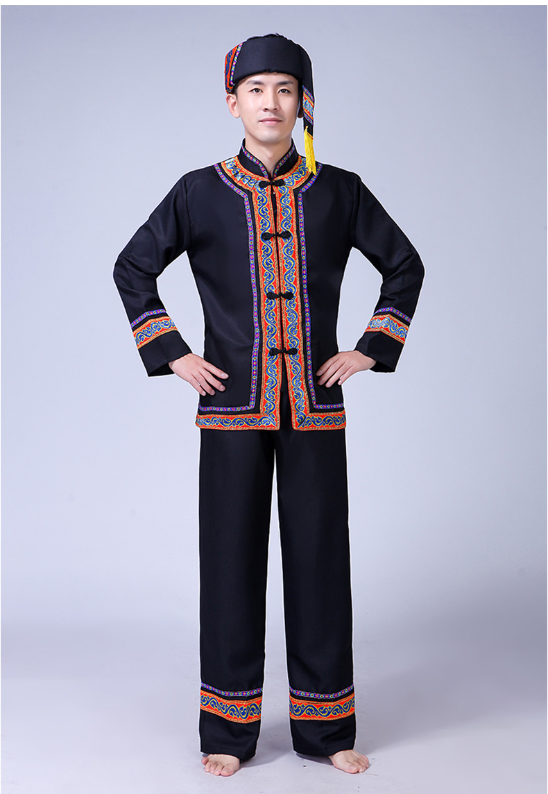新款贵州苗族演出服男士成人少数民族壮族儿童表演服饰舞蹈舞台装1