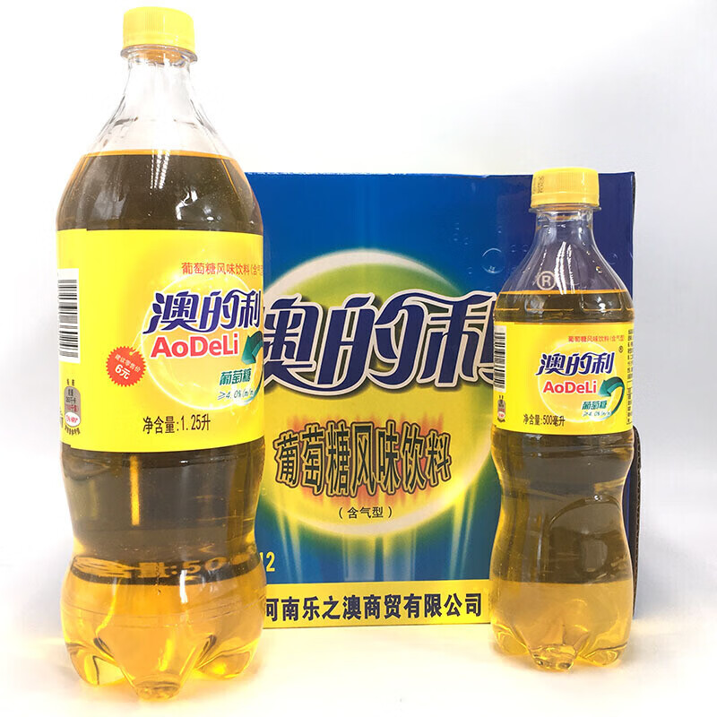 乐之澳澳的利葡萄糖风味含气型饮料童年回忆500ml500ml12瓶整箱备