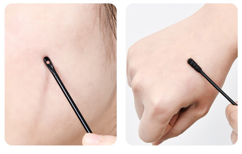 spsauce日本一次性去黑头粉刺棉签独立包装黑色双头螺旋棉棒掏耳朵挤