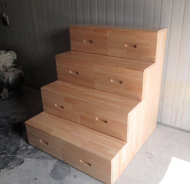 宏仪嘉木梯子实木台阶踏步柜书架储物阳台床边柜移动梯凳两用带抽屉可