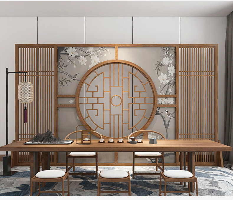 周大咖轻奢品牌新中式屏风隔断客厅进门玄关隔断实木镂空酒店茶楼遮挡