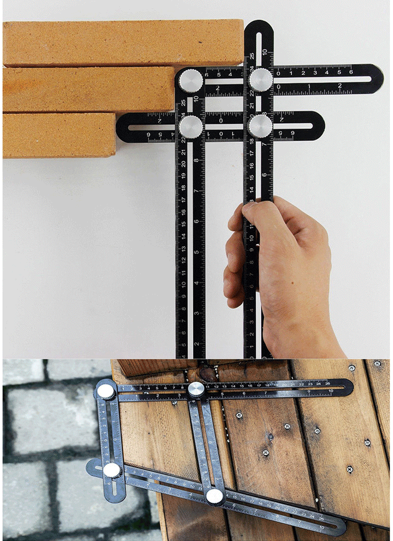 六折尺多功能工具尺折叠六角尺异形量角器瓷砖开孔万向尺六折尺