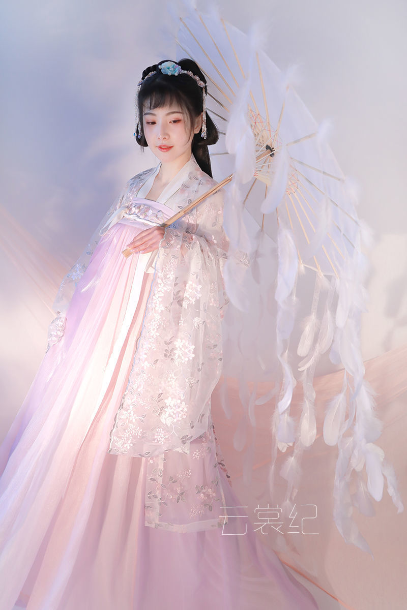 汉服女春樱齐胸粉蓝学生古装衣服女春秋季中国风超仙气襦裙汉元素粉红