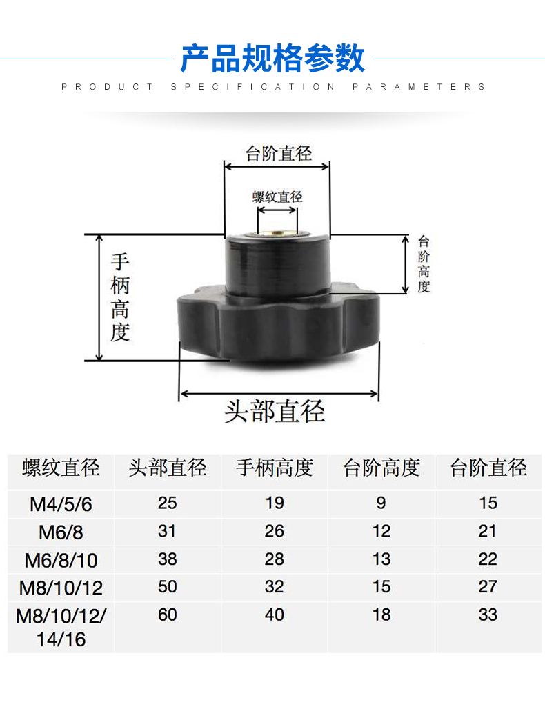 七星星形把手手擰螺母膠木旋鈕螺絲m5m6m8m10m12m16 25*m4銅芯螺紋