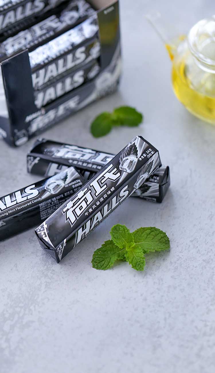 美国halls荷氏薄荷糖午夜风暴薄荷糖20条泰国产特强薄荷开车备考午夜