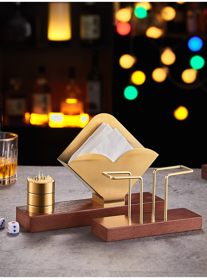 西餐厅纸巾盒 梵卉定制西餐厅胡桃餐巾纸架实酒店抽纸巾盒黄民宿立式