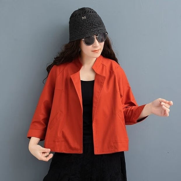 萨晟韩版时尚宽松大码女装百搭小个子短款春秋蝙蝠衫外套开衫上衣服褂