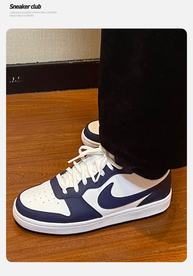 耐克nike court borough mid2黑曜石蓝白 中帮板鞋 cd7782-107 38.